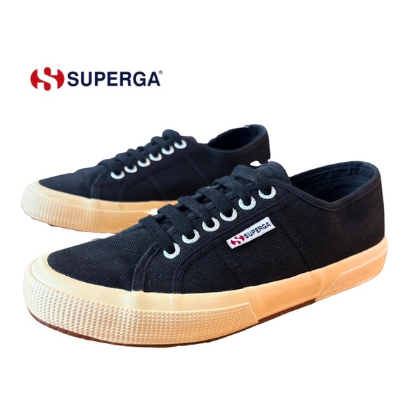 Superga Shoes - Superga Women’s Black and Cream Sneakers Size 8